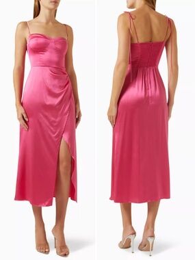 NEW Reformation Marguerite 100% Silk Dress Flambe 2